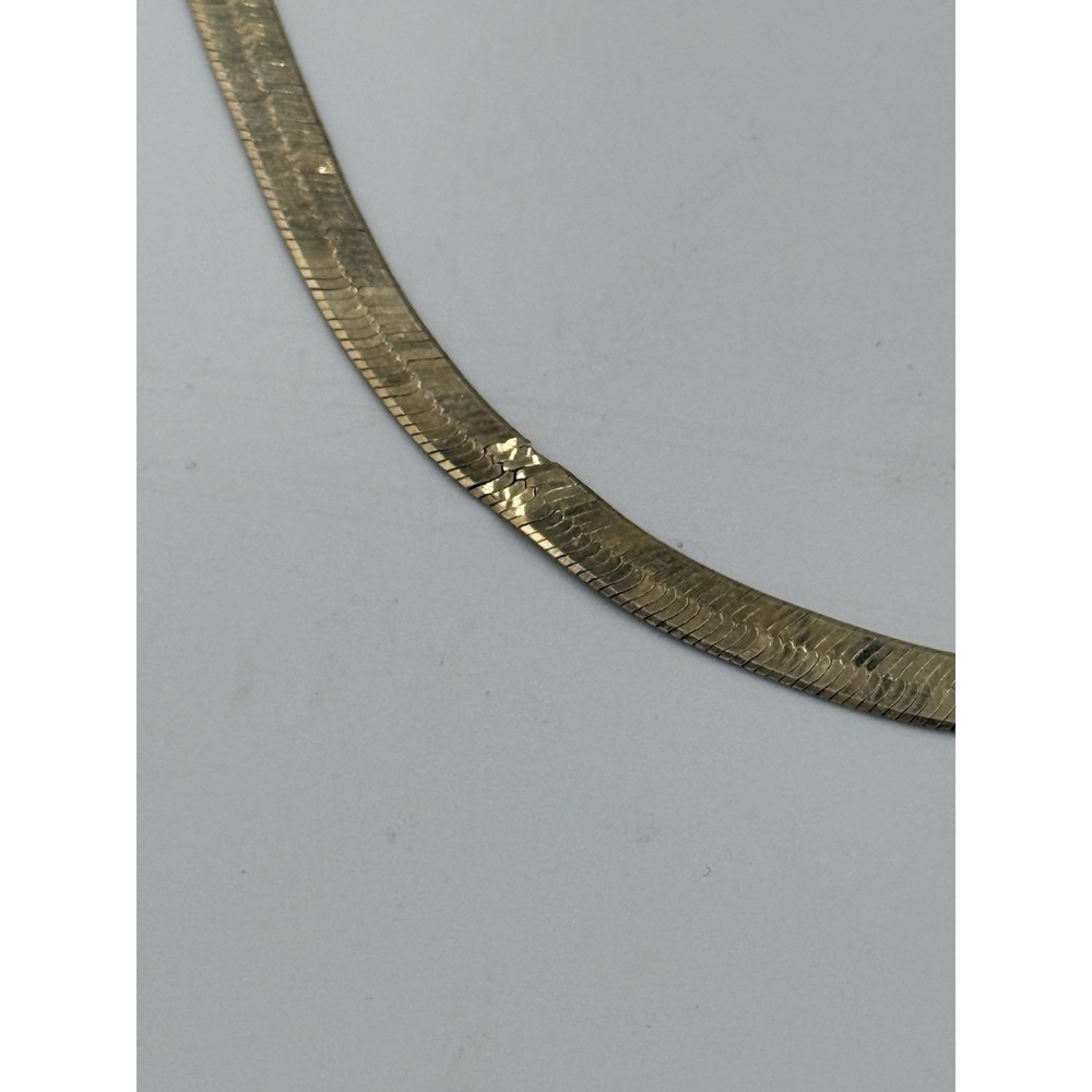 Vintage Italy 925 Sterling Silver Flat Herringbone Chain Necklace 16" Long 13g - Picture 9 of 10